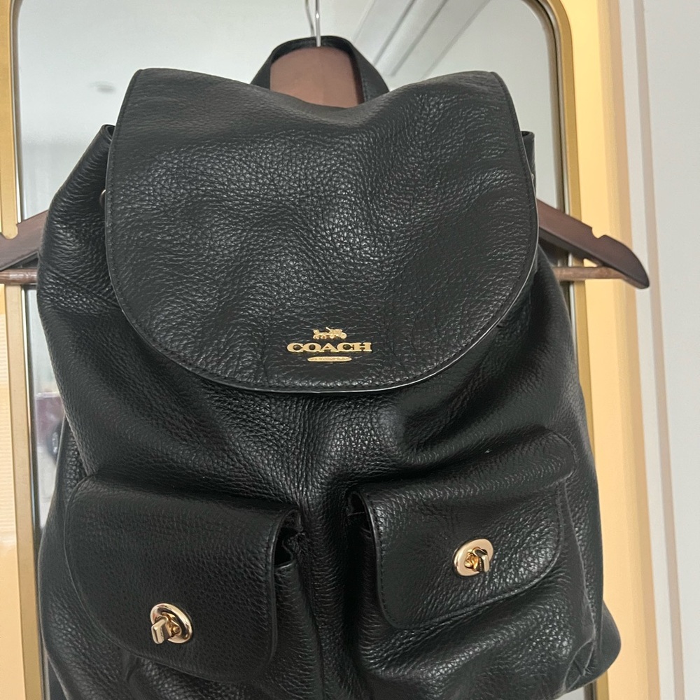Coach Black Pebbled Leather Backpack